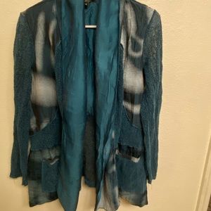 Womens Open front Cardigan Sweater Blouse Teals